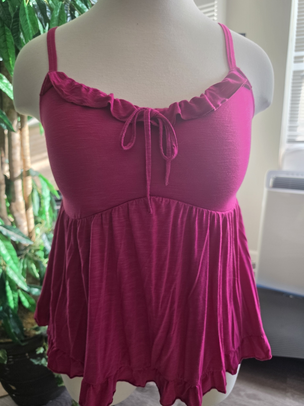 torrid Bright Fuchsia Ruffle Tie-Front Babydoll Tank